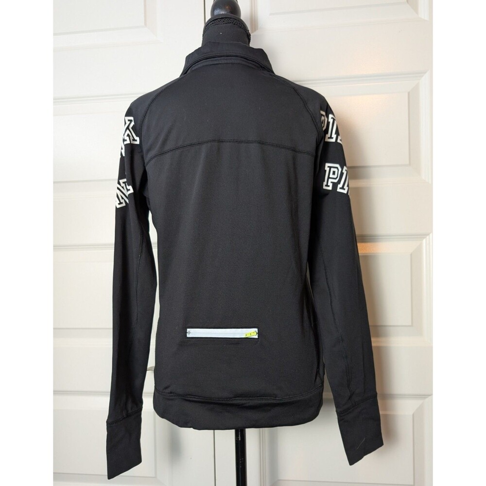 VS PINK Size M Quarter Zip Pullover Reflective Logo Thumbhole Running Activewear - Picture 2 of 7
